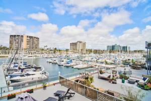 a view of a marina with boats in the water at Marina Magic: Seaside Sanctuary With Marina Views! in Los Angeles
