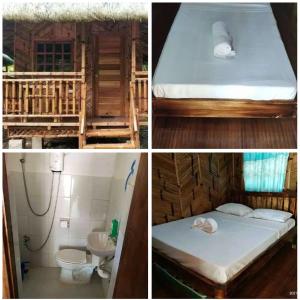 4 photos d'une chambre avec un lit et des toilettes dans l'établissement JMJ/GOD THE FATHER HOME STAY, à Caridad