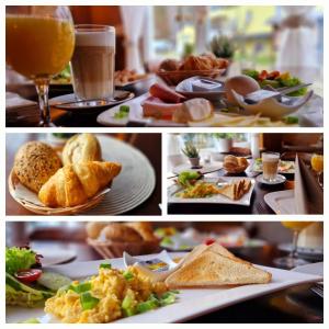 a collage of pictures of plates of food and drinks at Hotel Stadt Coblenz in Fachbach