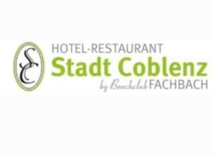 un panneau indiquant un restaurant d'hôtel slap colombia dans l'établissement Hotel Stadt Coblenz, à Fachbach