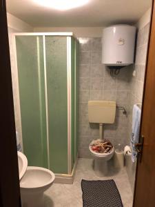 a bathroom with a shower and a toilet at Milicia Apartment in Mandra Capreria