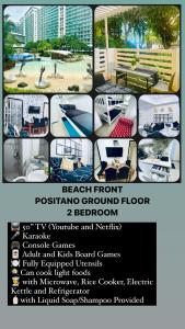 a flyer for a beach front pavilion ground floor borrow room at Azure staycation by C&N in Manila