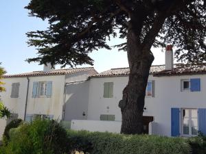 uma casa branca com uma árvore em frente em Appartement Saint-Martin-de-Ré, 3 pièces, 4 personnes - FR-1-544-20 em Saint-Martin-de-Ré