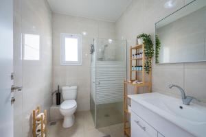 Naẖal Ya‘alonKibbutz Ketura Guest House的配有马桶、淋浴和水槽的浴室 更多37张照片