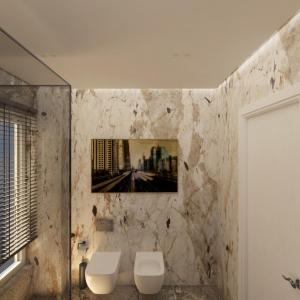 ein Badezimmer mit zwei WCs und einem Bild an der Wand in der Unterkunft Shei's Cozy Nest in Vlorë