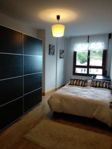 a bedroom with a large bed and a large closet at ALTUNAHOME in Mutriku