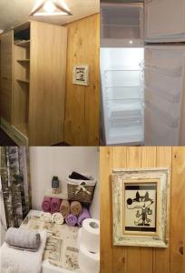 two pictures of an empty refrigerator in a room at Planinska idila - uz stazu in Jahorina