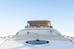 a close up of the front of a yacht with aorer at Luxury Yacht "Amato" in Sanremo