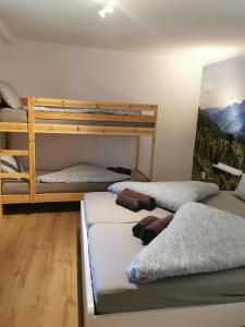 een kamer met 2 stapelbedden in een kamer bij Haus Seewald in Passriach