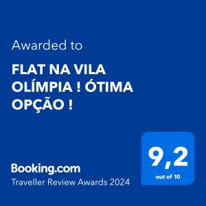 a screenshot of a phone with the text translated to flat navia olivia at FLAT NA VILA OLÍMPIA ! ÓTIMA OPÇÃO ! in Sao Paulo
