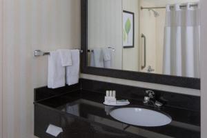 a bathroom with a sink and a mirror at Fairfield Inn & Suites by Marriott Orlando Lake Buena Vista in Orlando