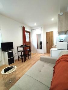 ein Wohnzimmer mit einem Sofa und einem Tisch in der Unterkunft Modern studio Bellegarde in Bellegarde-sur-Valserine