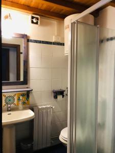 bagno con doccia, lavandino e servizi igienici di Il Borghetto sul Golfo a Magazzini