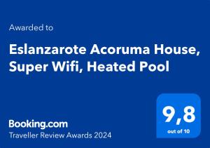 uma imagem de um telemóvel com o texto activado para elamidar acom em Eslanzarote Acoruma House, Super Wifi, Heated Pool em Güime