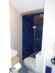 a bathroom with a toilet and a glass shower at Lodge House B&B in Buckland St Mary +13 photos