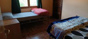 Zimmer mit 2 Etagenbetten und einem Fenster in der Unterkunft Casa Mamani in Tilcara