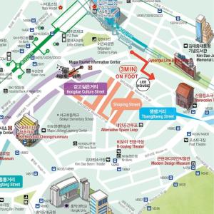 a map of china on top of a city at 3rooms 4beds kitchen Hongik Stn 3min in Seoul