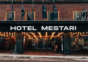 a hotel messiah sign on the front of a building at Hotel Mestari in Helsinki