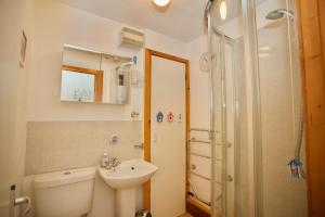 een badkamer met een toilet, een wastafel en een douche bij Chalet Fortythree in Deal +18 foto's