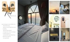 a collage of photos of a bedroom with a bed and a window at Sea Mê Homestay - by Bay Luxury in Cu Lao Thu