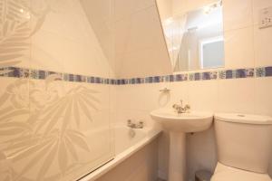 een badkamer met een wastafel, een toilet en een douche bij Chalet Sixtysix in Deal +13 foto's