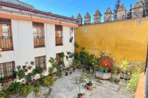 a courtyard of a building with potted plants at El Patio de Wallada in Córdoba