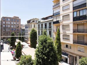 a group of trees in front of a building at Chezmoihomes Duplex Cathedral in Granada