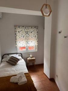 a bedroom with a bed and a window at La casa azul. Granada centro in Granada