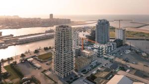 Udsigt til Oostende eller udsigt til byen taget fra lejligheden