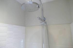 La salle de bains est pourvue d'une douche avec un pommeau de douche. dans l'établissement Appartement T2 de Luxe face au Jardin Public, à Bordeaux