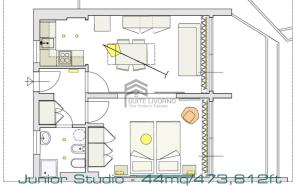 a floor plan of a studio apartment at Suites Marilia Apartments - Suite Livorno Holiday Home Group in Livorno
