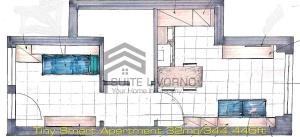 a drawing of a floor plan of a building at Suites Marilia Apartments - Suite Livorno Holiday Home Group in Livorno