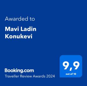Сертифікат, нагорода, вивіска або інший документ, виставлений в Mavi Ladin Konukevi
