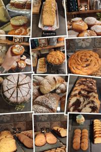 un collage de fotos de diferentes pasteles y pasteles en al 28 B&B en Portoferraio