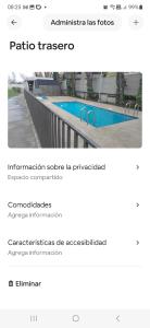 a screenshot of a website with a picture of a pool at vip huertos familiares in San Pedro de la Paz