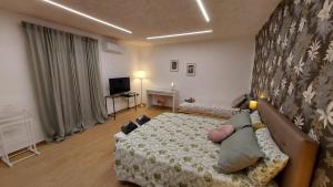 卡塔尼亚DN Holiday House的一间带床、沙发和电视的卧室