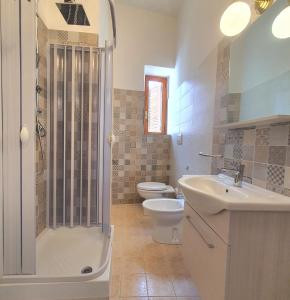 ディアマンテにあるIl MOLO Camere per vacanzeのバスルーム(トイレ、洗面台、シャワー付)