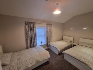 a bedroom with two beds and a window at The Monkey Puzzle in Bunclody