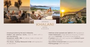 a flyer for a hotel with people sitting around a table at Aminess Khalani Hotel in Makarska