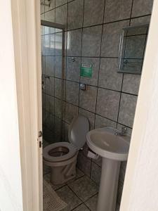 a bathroom with a toilet and a sink at Pouso da Lapa in Pirenópolis