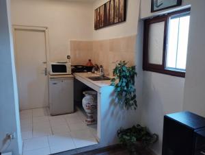 a small kitchen with a sink and a microwave at Studio centre ville Agadir in Agadir
