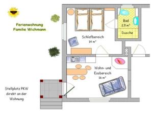 plan piętra małego domu w obiekcie Ferienwohnung Wichmann 