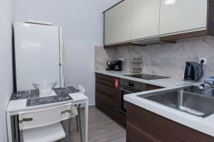 cocina con fregadero y encimera en Modern Cozy 1 Bd Piraeus Perfection Apt en Piraeus