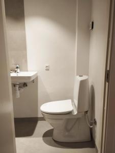 a bathroom with a toilet and a sink at (id115) Nørregade 51 kl in Esbjerg