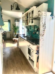 Rosa's zonnige huisje bij duinen bos en strand的厨房或小厨房