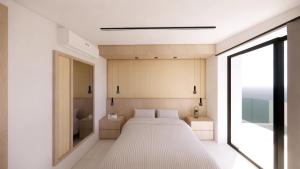 une chambre avec deux lits et une fenêtre dans l'établissement Kallithea Luxury Villas #4, à Koskinou 23 autres photos