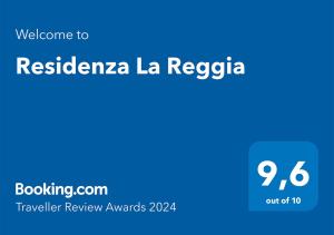 a screenshot of theres a blue sign that saysresidenza la reporia at Residenza La Reggia in Caserta