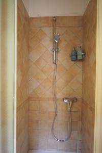 y baño con ducha con cabezal de ducha. en Casa Vacanze Myrasol en Bolonia