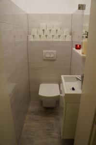 a small bathroom with a toilet and a sink at Zen Den Zaboric in Zaboric