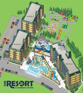 eine Karte des Resorts im Eroberungs-Casino in der Unterkunft The Resort at Governor's Crossing in Pigeon Forge